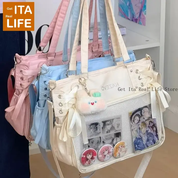 Italife luxe grand Ita sac avec ruban ACG affichage femmes bleu