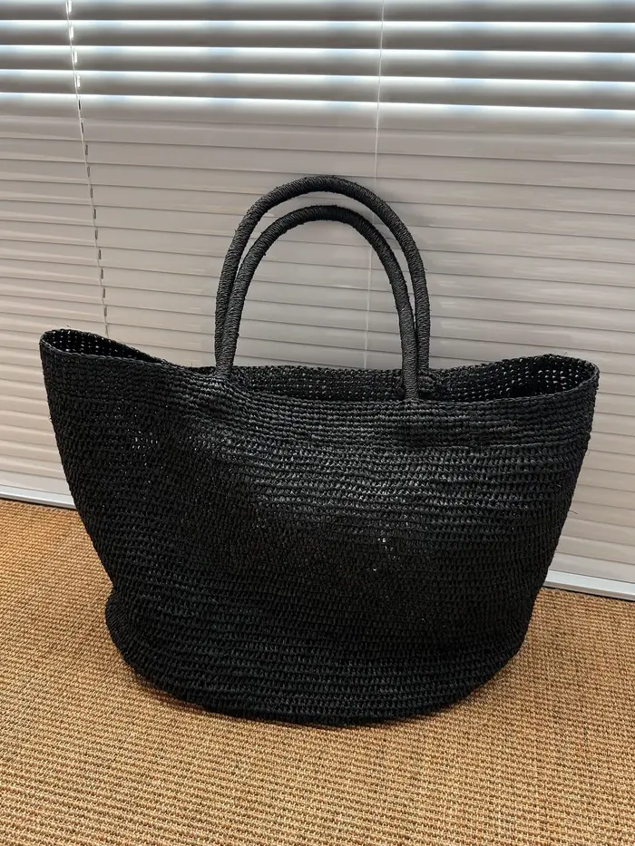 Grand sac fourre-tout en rotin tressé à la main pour femmes, sac de plage en paille naturelle, sac à