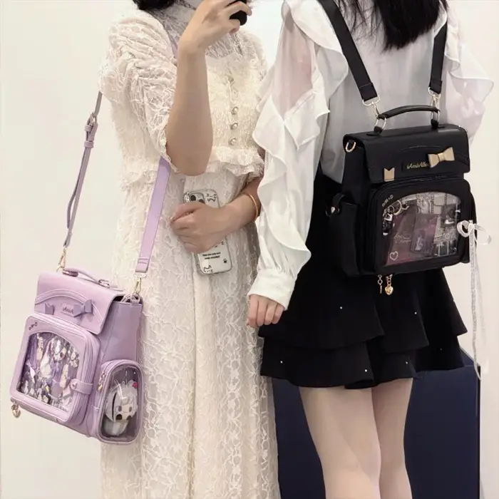 Mode arc Original Mochilas Mujer mignon rétro Mochila carré Ita sac Transparent Bolsas multi-fonction Jk sac à dos
