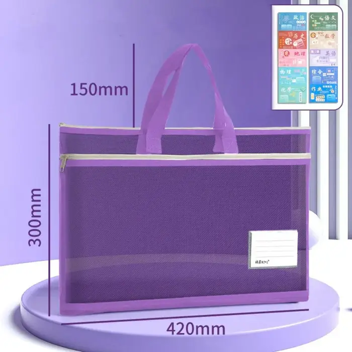 Pochette Portable en Nylon à fermeture éclair, sac Transparent pour documents A3, sac de fichiers Tr