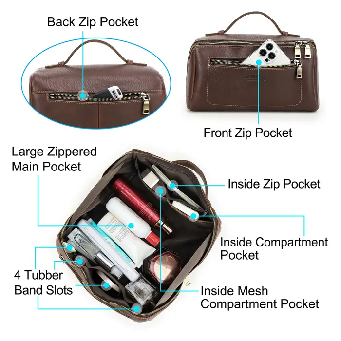 CONTACT'S sacs à cosmétiques en cuir véritable pour hommes sac de maquillage de haute qualité sac de
