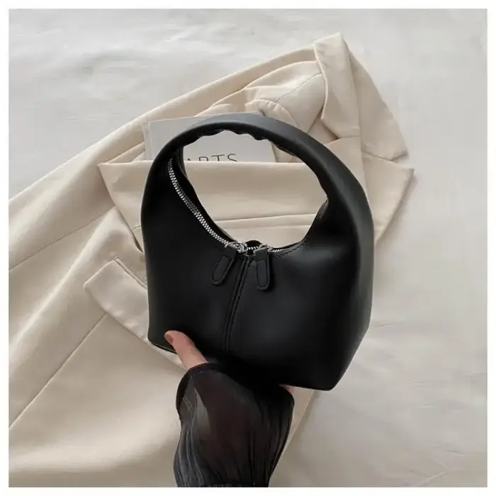 Mini sac hobo en cuir PU avec poignée supérieure et fermeture éclair