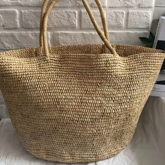 Nouveau Sac Fourre-tout Grande Capacité en Raphia Vert Fait Main 2026 – Sac de Plage en Paille Naturelle Tressé Designer pour Femme – Sac à Bandoulière Tendance