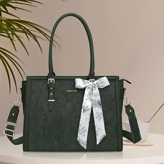 MOSISO sacs fourre-tout 15.6 17.3 pouces pour grande capacité étanche en cuir PU pour femmes sac d'affaires bureau Design dames mode