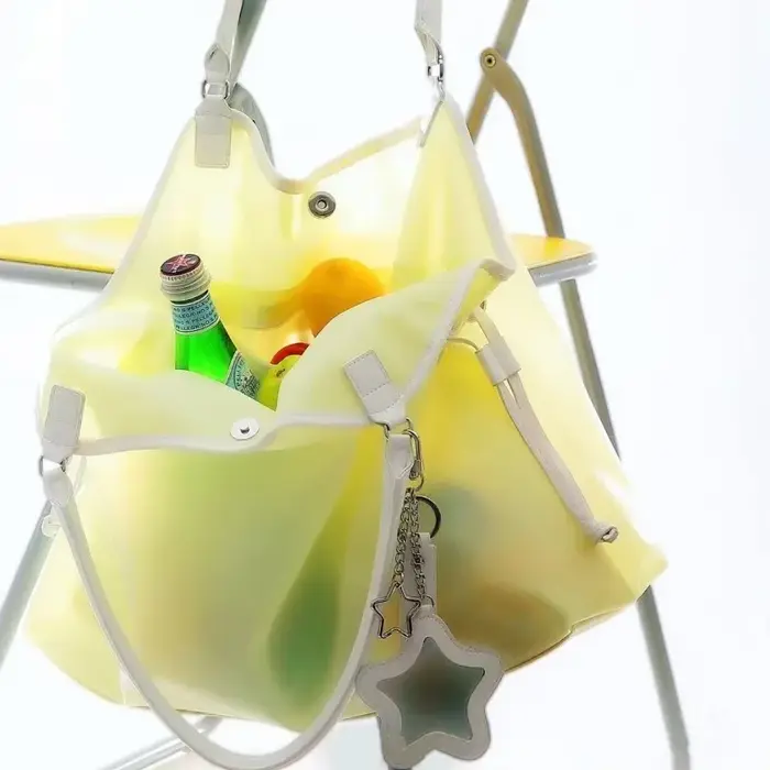 Nouveau sac fourre-tout transparent Y2K style coréen été 2026 grande capacité avec cordon de serrage