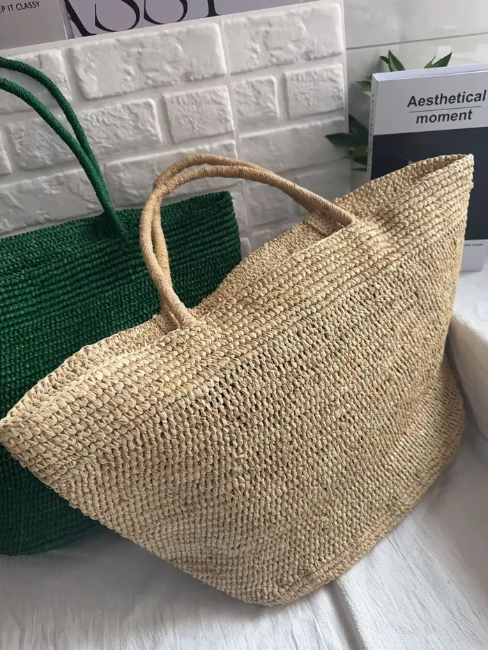 Grand sac fourre-tout en rotin tressé à la main 2026 pour femme