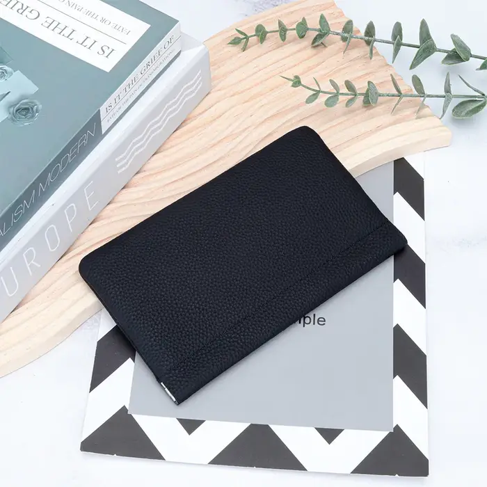 Pochette à pince en cuir véritable pour femme, portefeuille multifonctionnel, sac à main pour femme,