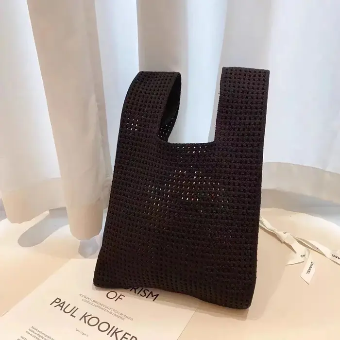 Sac à main tricoté à la main pour femmes, Mini sac de poignet à nœud, couleur décontractée, fourre-t