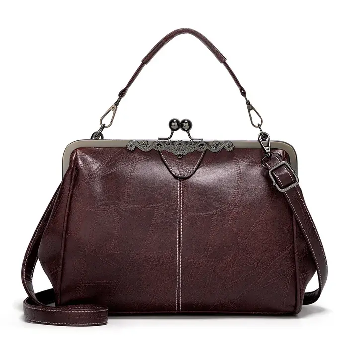 Sac fourre-tout Vintage en cuir PU avec ouverture à pince rotative