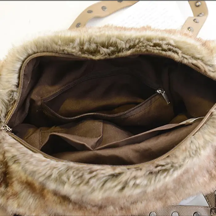 Sac à main fourre-tout en fausse fourrure pour femme