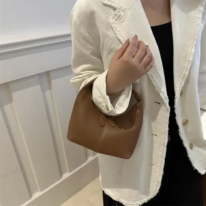 Mini sac hobo en cuir PU avec poignée supérieure et fermeture éclair