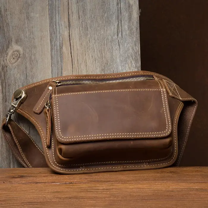 2025 sac de taille en cuir Vintage mode sac de poitrine sac de taille sac à bandoulière en cuir véri