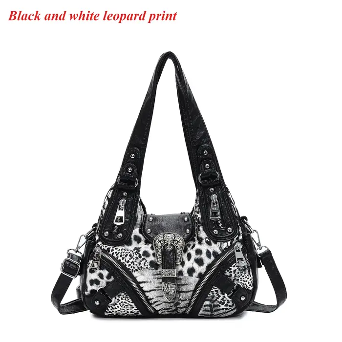 Sac à main pour femme Angel Kiss, motif léopard, sac à poignée supérieure, sac à bandoulière, sac fo
