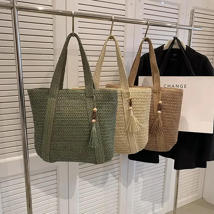 Sac à main en paille tissé pour femmes