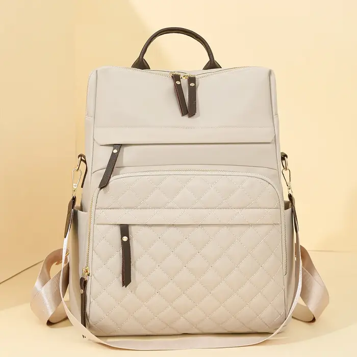Sac à dos matelassé en cuir brodé pour femmes