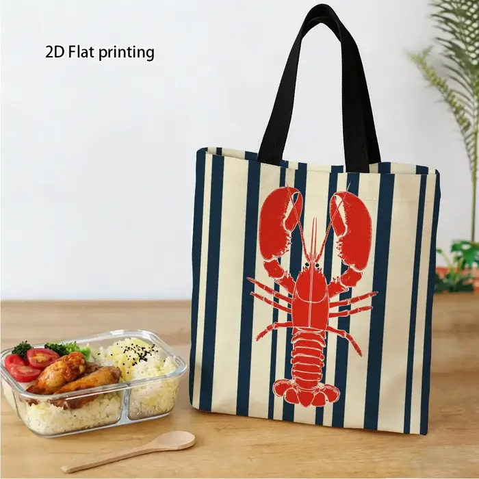 Sac fourre-tout tendance avec illustration de rayures de homard rouge