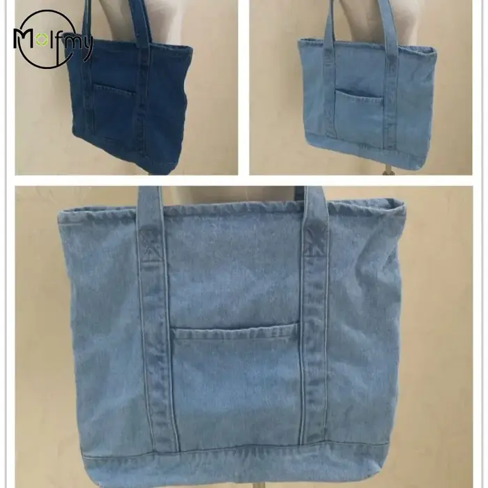 Sac à bandoulière grande capacité en jean pour femme