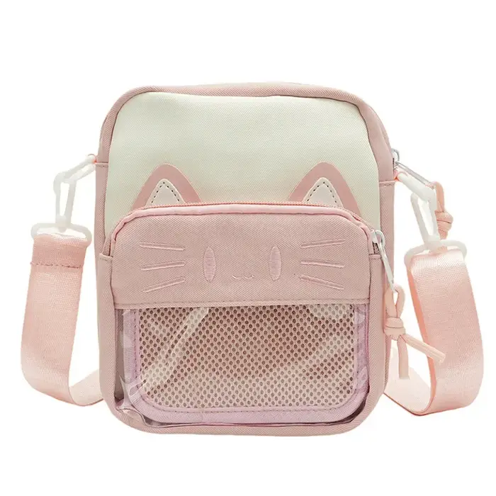 Tendance femmes Ita sacs mignon dessin animé chat brodé dame banlieue sac bricolage Badge sac décont