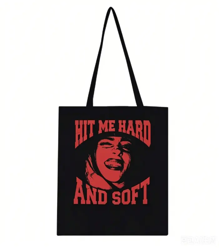 Sac fourre-tout en toile Billie Eilish avec portrait, sac à bandoulière vintage imprimé chanteuse, s