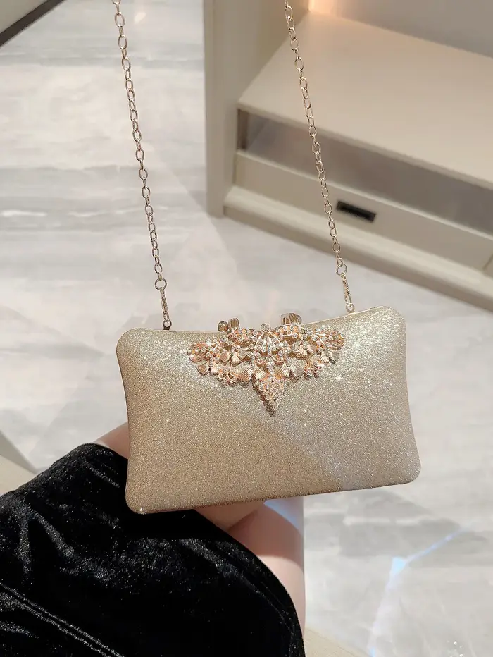 Pochette chaîne en métal doré diamants paillettes sacs de soirée brillant décontracté