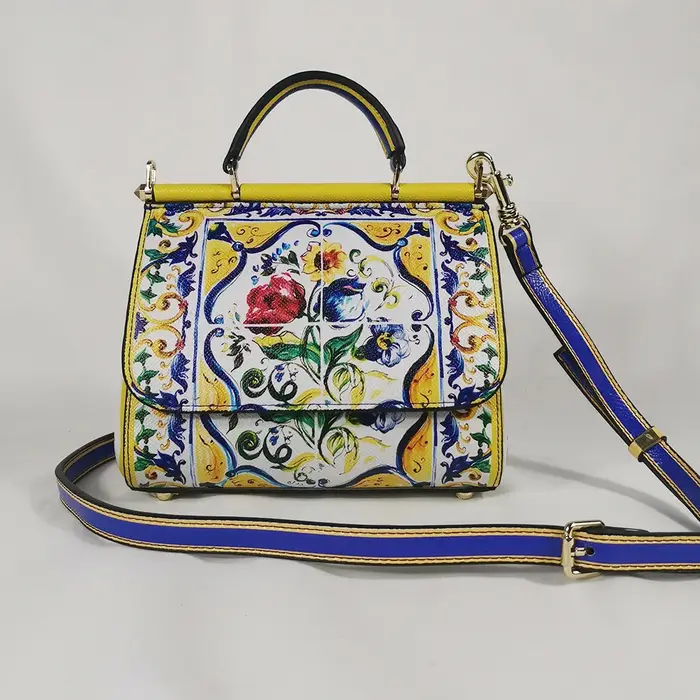 Sac à main pour femme en cuir jaune