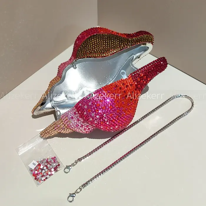 Sacs de soirée en cristal en forme de coquillage Alizekerr pour femmes, magnifiques sacs à main méta
