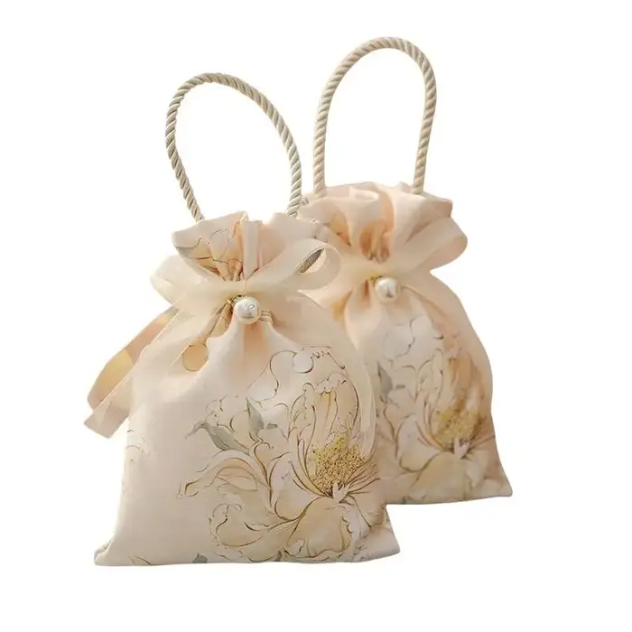 1 pièce Sac fourre-tout cadeau à cordon avec nœud floral élégant pour femmes