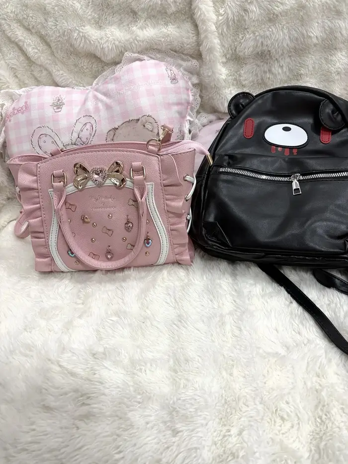 Sac à dos en cuir PU noir Y2K
