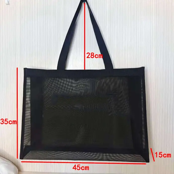 Sac à provisions en maille de nylon avec logo personnalisé, sac de grande capacité, sac de voyage de