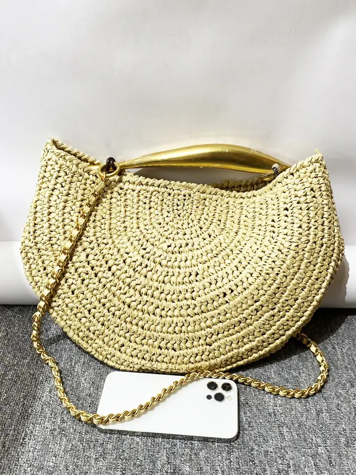 Sacs tissés en paille de plage classiques pour femmes