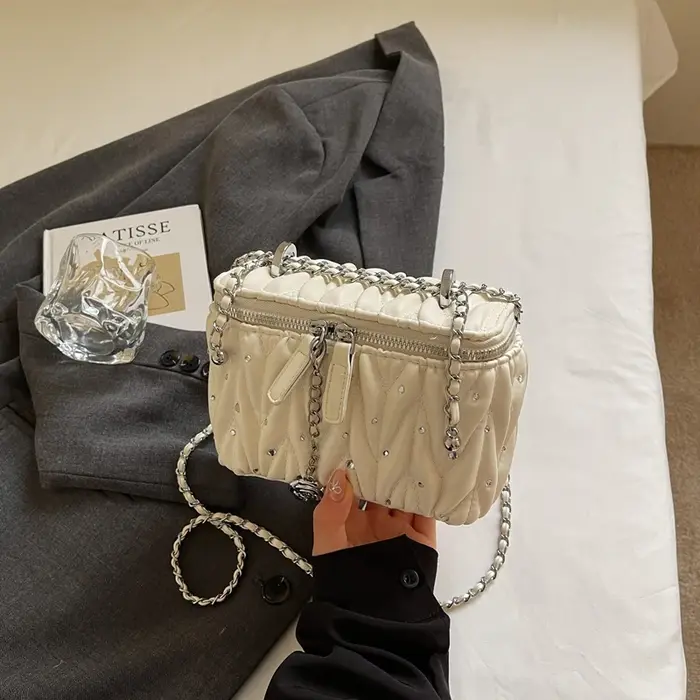 Argent bolsa feminina mode matelassé sac à bandoulière tendance Mini petite boîte rouge à lèvres poc