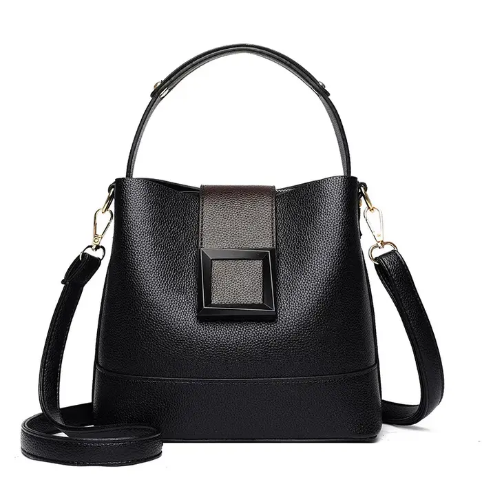 Elegant Solid Color Bucket Bag with Adjustable Shoulder Strap Versatile Crossbody Handbag for Women,