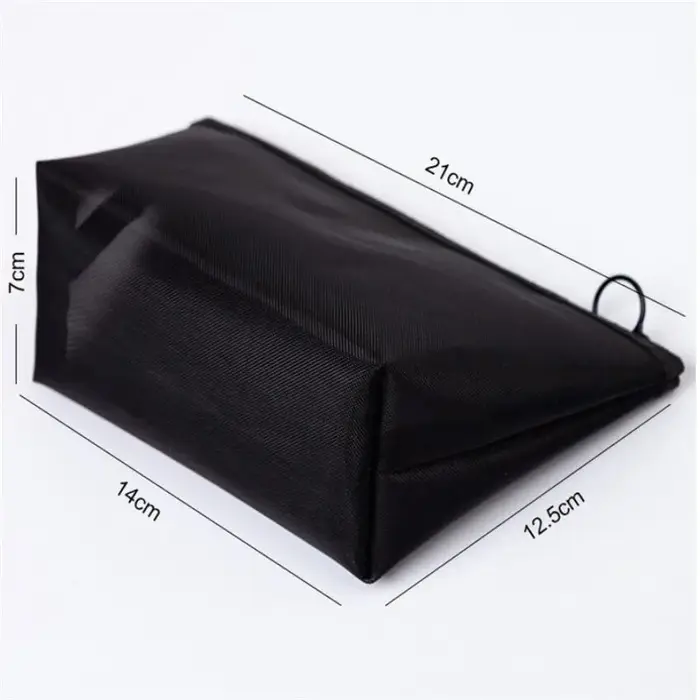 Sacs de maquillage en maille noire pour femmes et filles