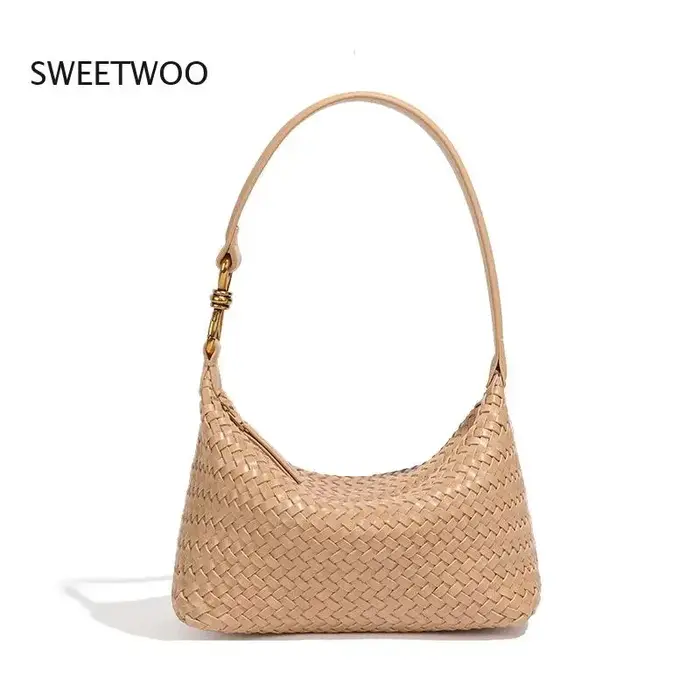 Nouveau Sac Hobo Tissé Élégant pour Femme 2026 – Sac à Bandoulière Polyvalent en PU pour Tenue Quotidienne