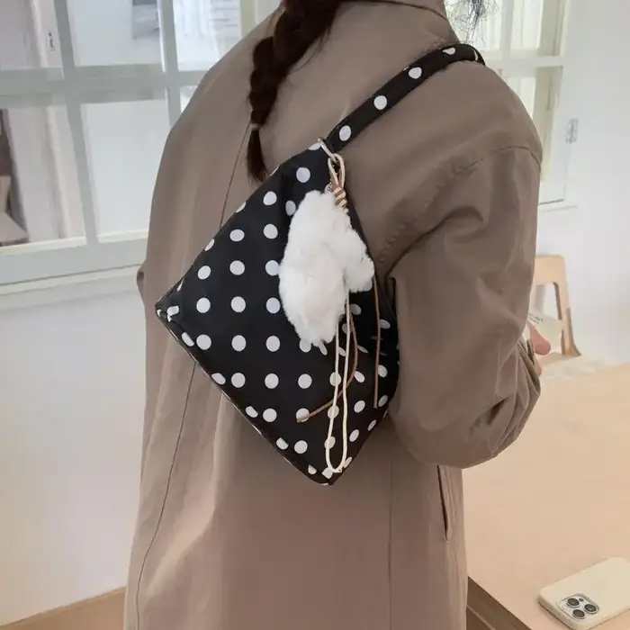 Sac fourre-tout à pois en tissu Oxford