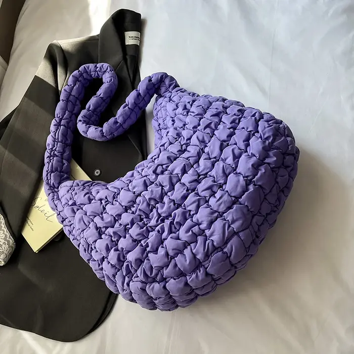 Sac à bandoulière Hobo avec Design plissé, sac à main à carreaux brodé, sacs sous les bras simples, 