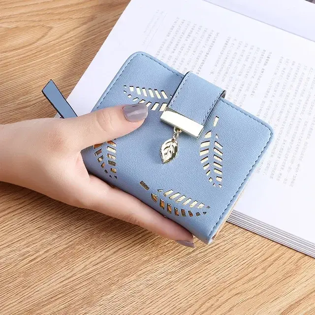 Dames mode portefeuille en cuir PU téléphone sac à main femme feuilles creuses pochette sac à main pour femmes porte-cartes de monnaie longs portefeuilles