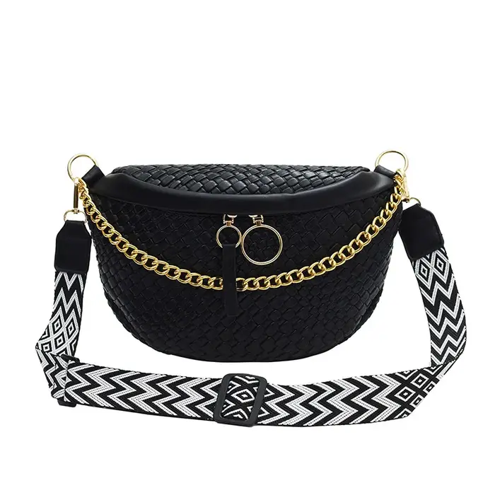 Sac banane à motif tissé pour femme, sac de poitrine de haute qualité, sac à bandoulière tendance, s