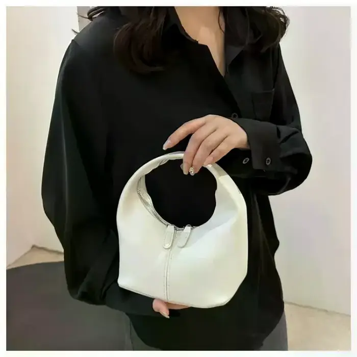 Mini sac hobo en cuir PU avec poignée supérieure et fermeture éclair