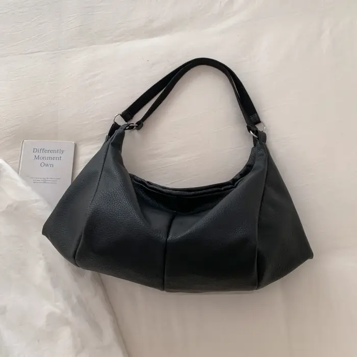 Sacs à bandoulière noirs pour femmes, sac Hobo décontracté en cuir souple de qualité, sac à main de 