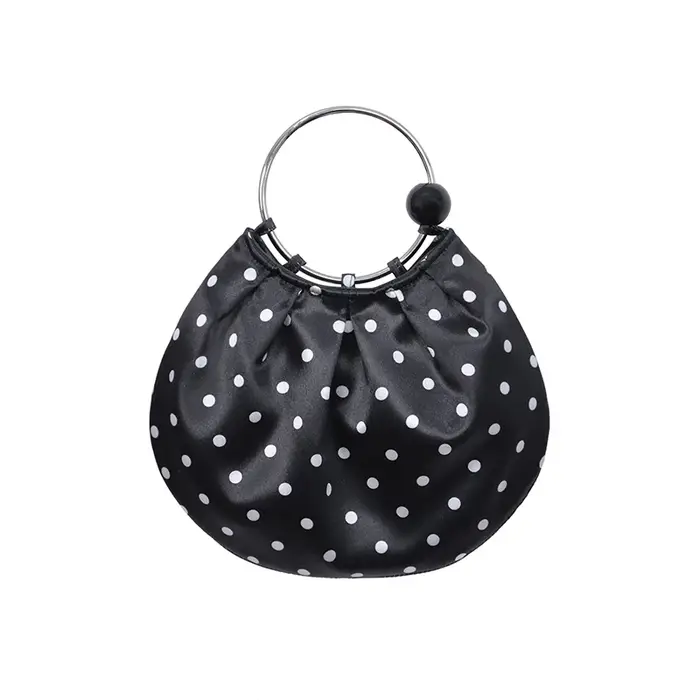 Sac fourre-tout à pois vintage rétro froissé, sac à main pour femme, sac à bandoulière décontracté, 