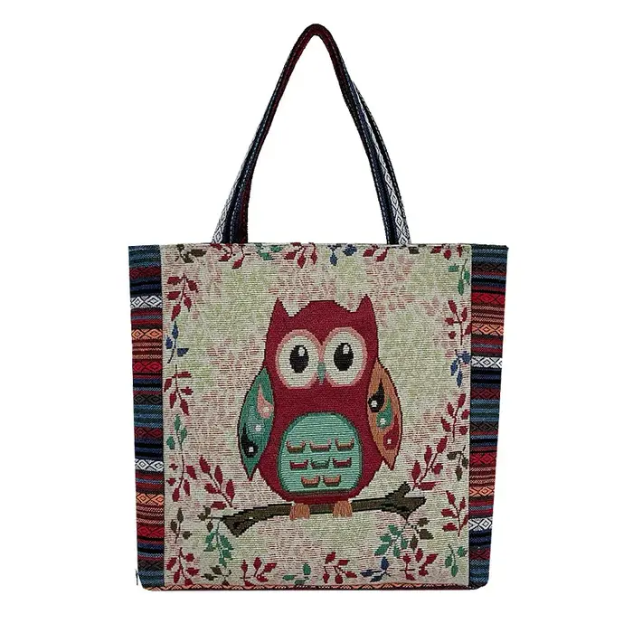 Nouveau sac à main hibou mode femme tissu brodé personnalisé Shopping grande capacité une épaule sac