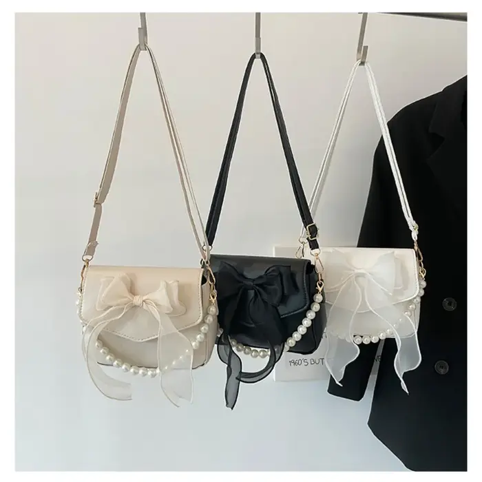 Sac à main en toile avec nœud papillon pour femme