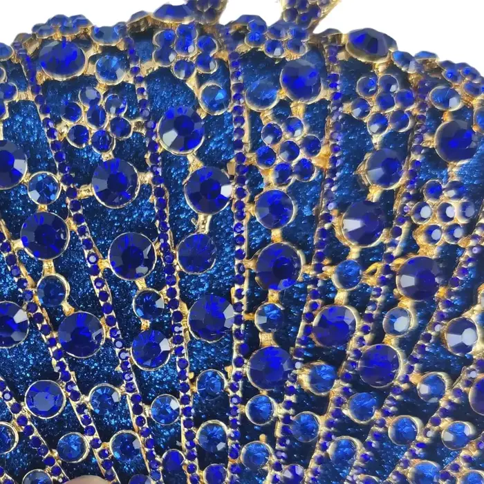 Boutique De FGG bleu Royal femmes pochette en cristal sacs à main De soirée mariée strass