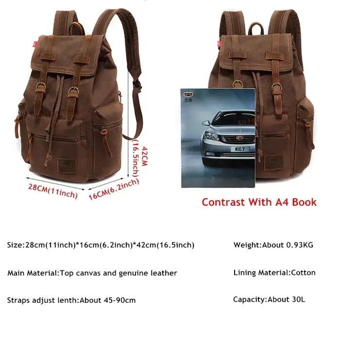 Sac d'école en toile vintage SR pour hommes