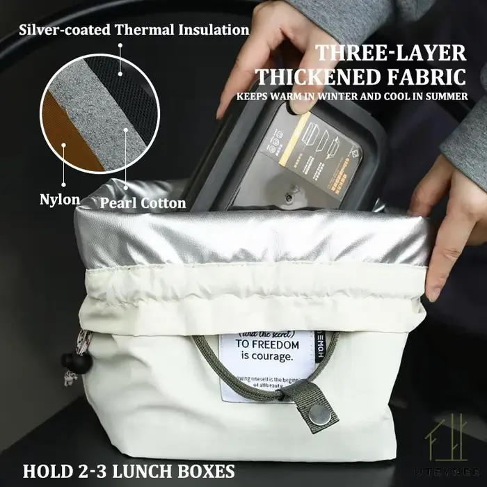 UTEYNEE sac à déjeuner étanche de grande capacité sac à Bento isolant épaissi à trois couches pour le travail étudiant sac à poignée de pique-nique