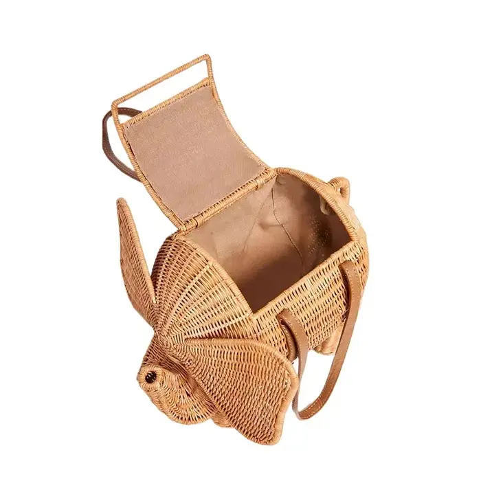 Sac à main éléphant en rotin tissé à la main pour femme