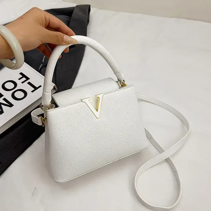 Nouveau Sac Seau Femme 2025 – Sac Bandoulière de Luxe à Motif Litchi – Petit Sac à Main de Luxe – Sa