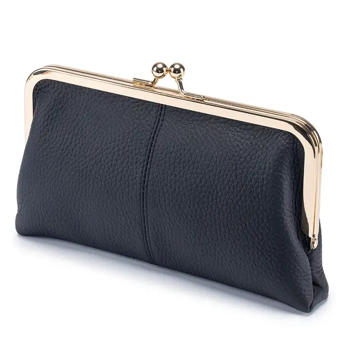 Portefeuille long en cuir véritable pour femme