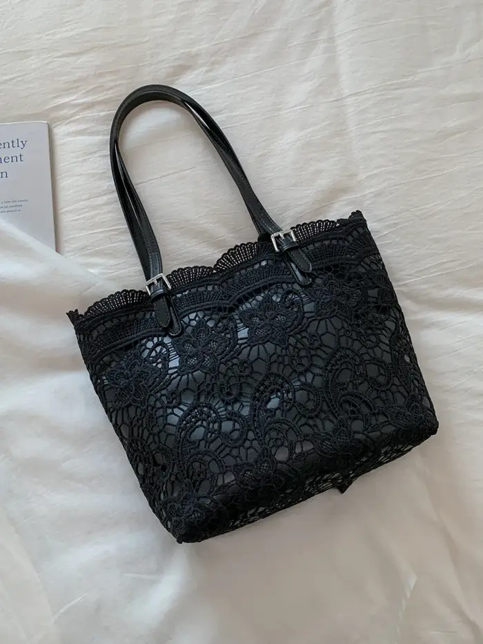 Sac fourre-tout en dentelle avec nœud pour femmes